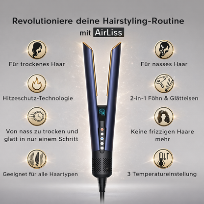 JunaVie™ AirLiss – 2-in-1 Glätteisen mit Föhnfunktion & Ionentechnologie